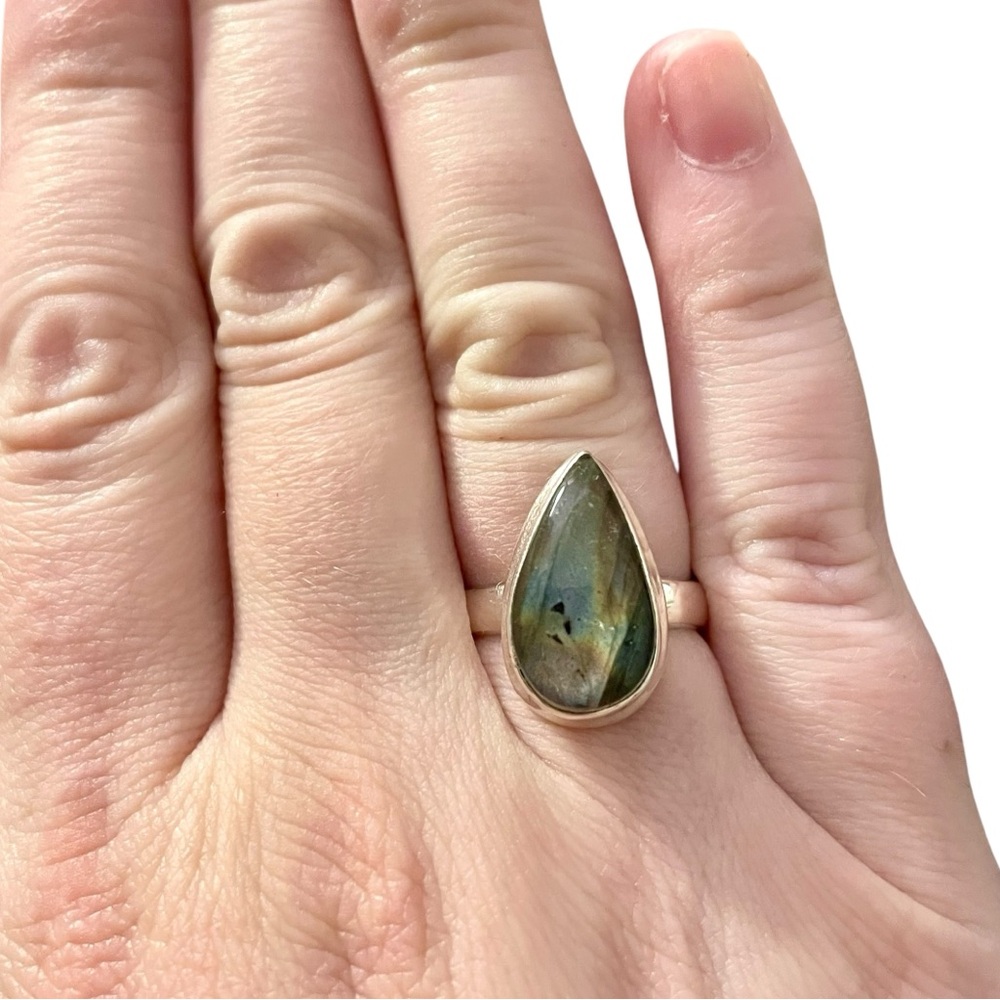 Labradorite Solid Sterling Silver 925 Ring Size 7 - image 3